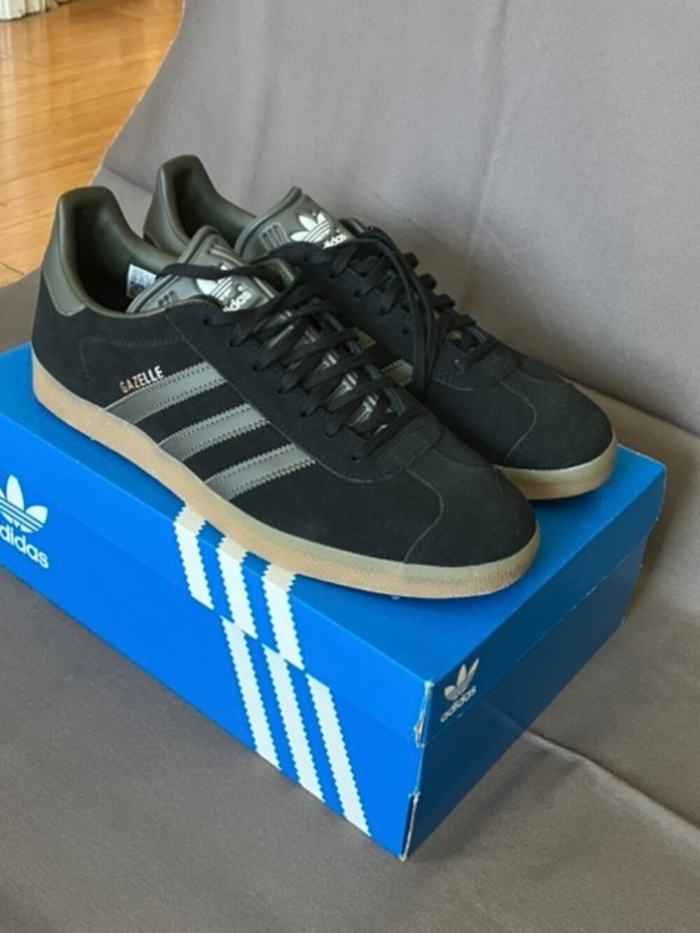 adidas Gazelle Black with Gum Sole